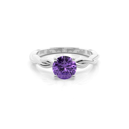 Prong Setting Amethyst Solitaire Engagement Ring