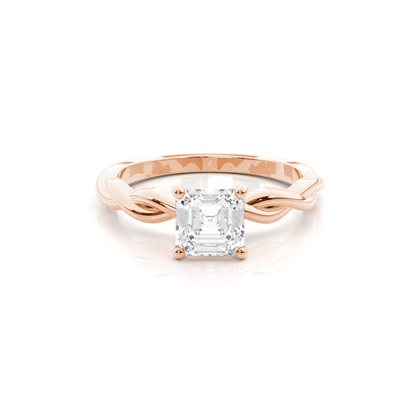 Asscher Rose Gold Solitaire Diamond Rings