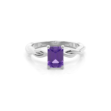 Prong Setting Amethyst Solitaire Engagement Ring