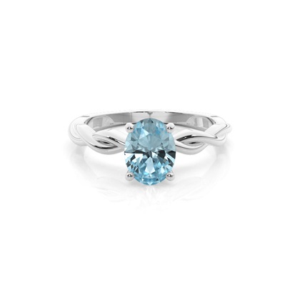 Prong Setting Aquamarine Solitaire Engagement Ring