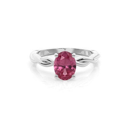 Prong Setting Pink Tourmaline Solitaire Engagement Ring