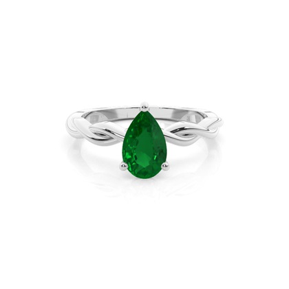 Pear Emerald Diamond Engagement Rings