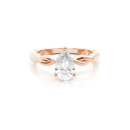 Pear Rose Gold Solitaire Diamond Rings