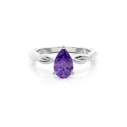 Prong Setting Amethyst Solitaire Engagement Ring