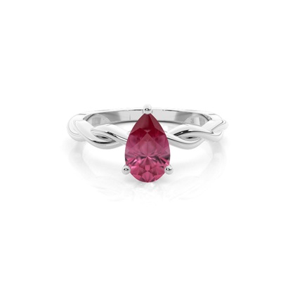 Prong Setting Pink Tourmaline Solitaire Engagement Ring