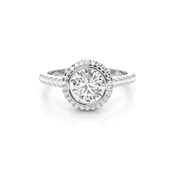 Bezel Setting Halo Diamond Engagement Ring