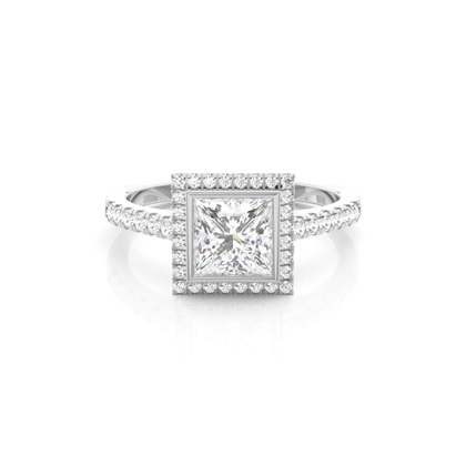Princess Halo Diamond Engagement Rings
