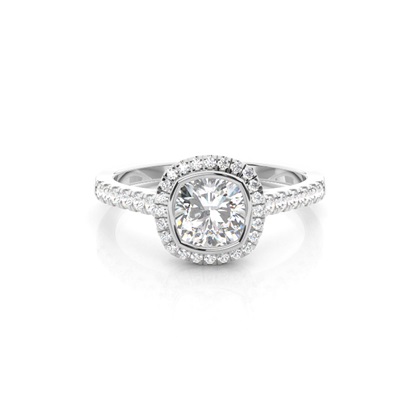 Cushion Halo Diamond Engagement Rings