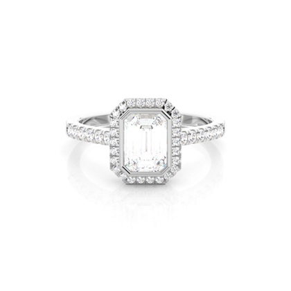 Emerald Halo Diamond Engagement Rings