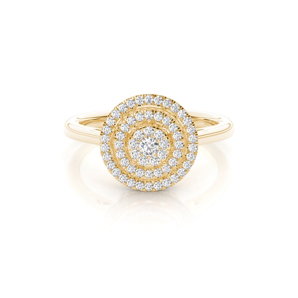 Micro Pave  Setting Round Diamond Cluster Ring