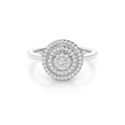 Micro Pave  Setting Round Diamond Cluster Ring