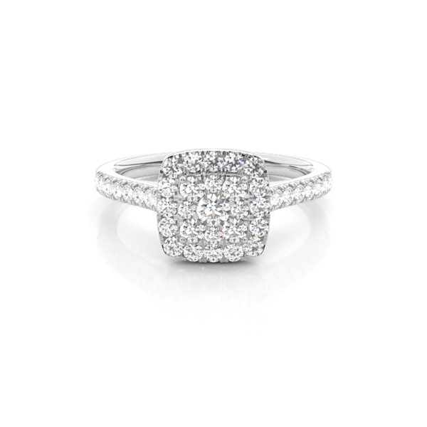Micro Pave Setting Round Diamond Cluster Ring