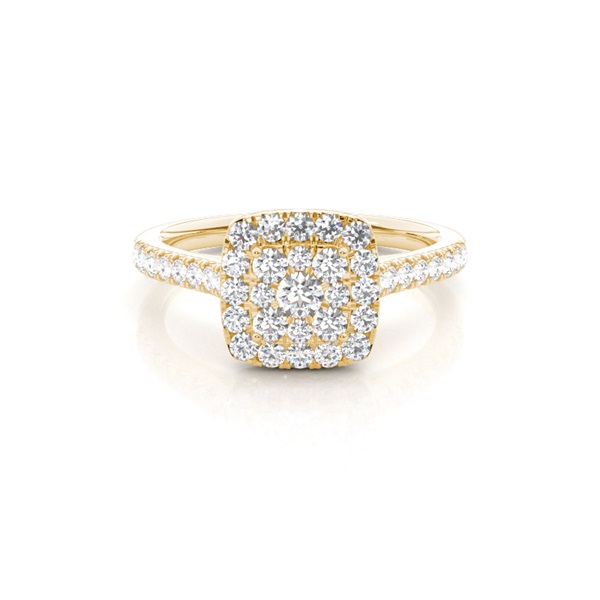Micro Pave Setting Round Diamond Cluster Ring
