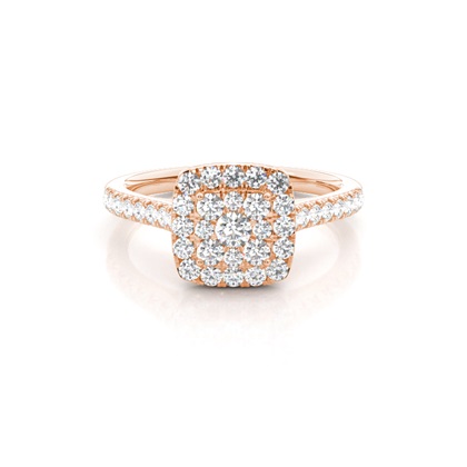 Micro Pave Setting Round Diamond Cluster Ring