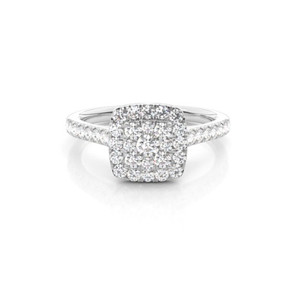 Micro Pave Setting Round Diamond Cluster Ring