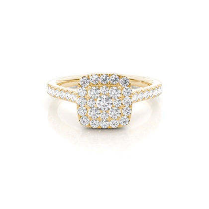 Yellow Gold Cluster Diamond Rings