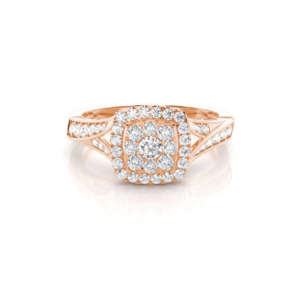 Micro Pave Setting Round Diamond Cluster Ring