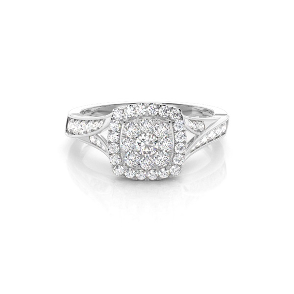 Micro Pave Setting Round Diamond Cluster Ring