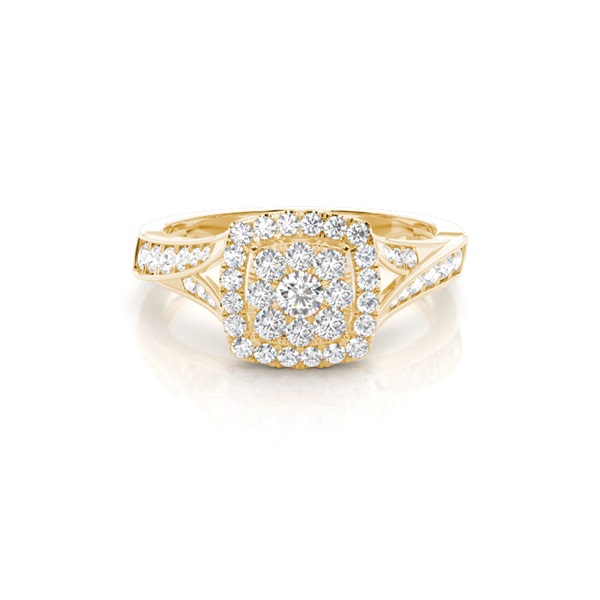 Micro Pave Setting Round Diamond Cluster Ring