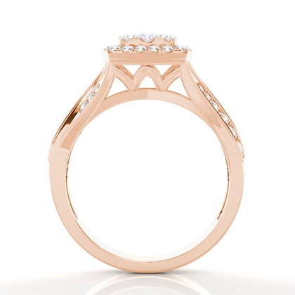 Runder Cluster-Diamantring in Mikropavé-Fassung