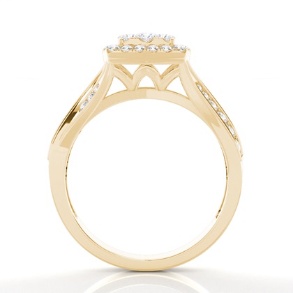 Runder Cluster-Diamantring in Mikropavé-Fassung