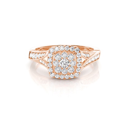Rose Gold Cluster Diamond Engagement Rings