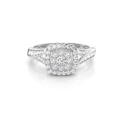 Micro Pave Setting Round Diamond Cluster Ring