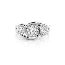 Runder Trilogie-Diamantring in Mikropavé-Fassung