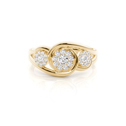 Runder Trilogie-Diamantring in Mikropavé-Fassung