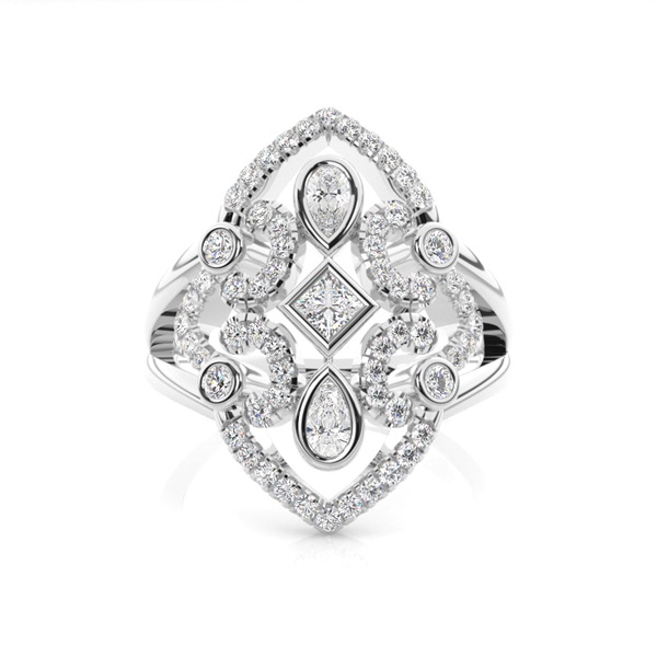 Prinzessin Diamond Fashion Ring in voller Zargenfassung