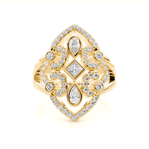 Prinzessin Diamond Fashion Ring in voller Zargenfassung