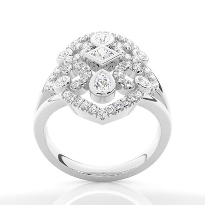 Full Bezel Setting Princess Diamond Fashion Ring