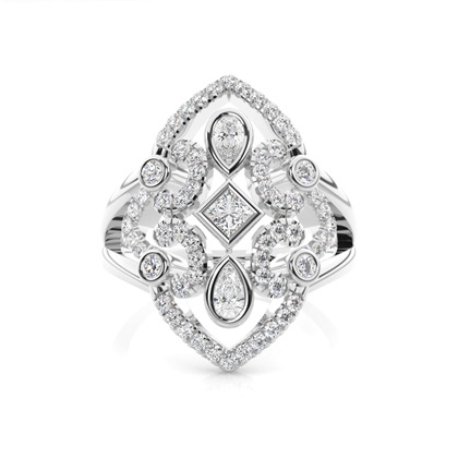 Full Bezel Setting Princess Diamond Fashion Ring