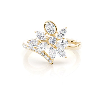 Yellow Gold Cluster Diamond Rings