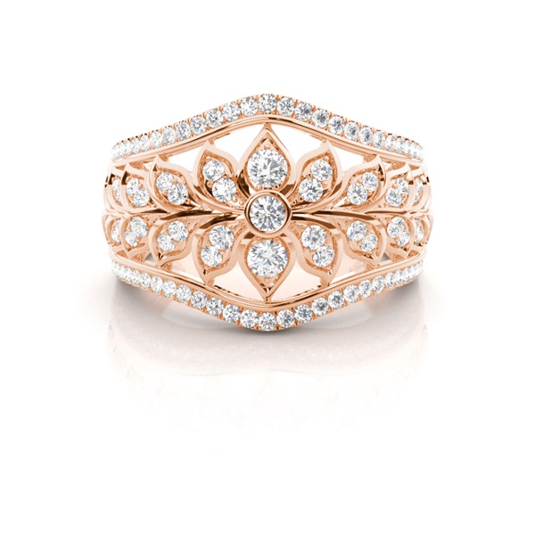 Runder Mode-Diamantring in Pavé-Fassung