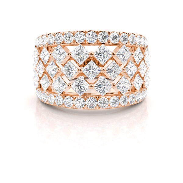 Prong Setting Princess  Diamond Fashion Ring