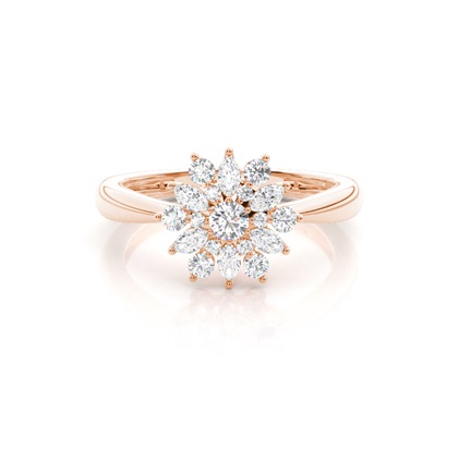 Rose Gold Cluster Diamond Engagement Rings