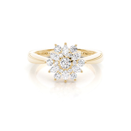 Yellow Gold Cluster Diamond Engagement Rings