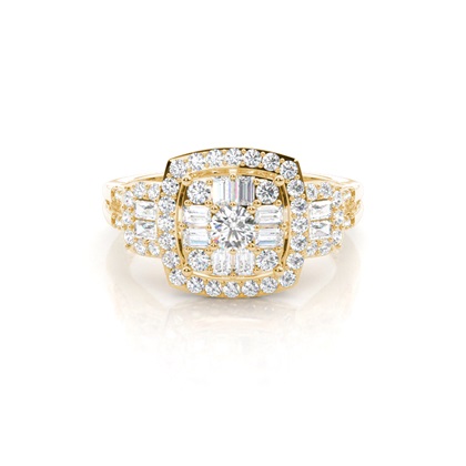 Yellow Gold Cluster Diamond Rings