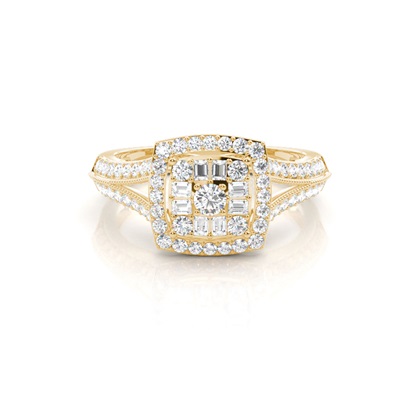 Yellow Gold Cluster Diamond Rings