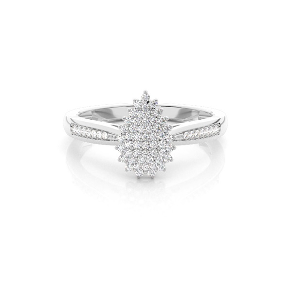 Pave Setting Round Diamond Cluster Ring