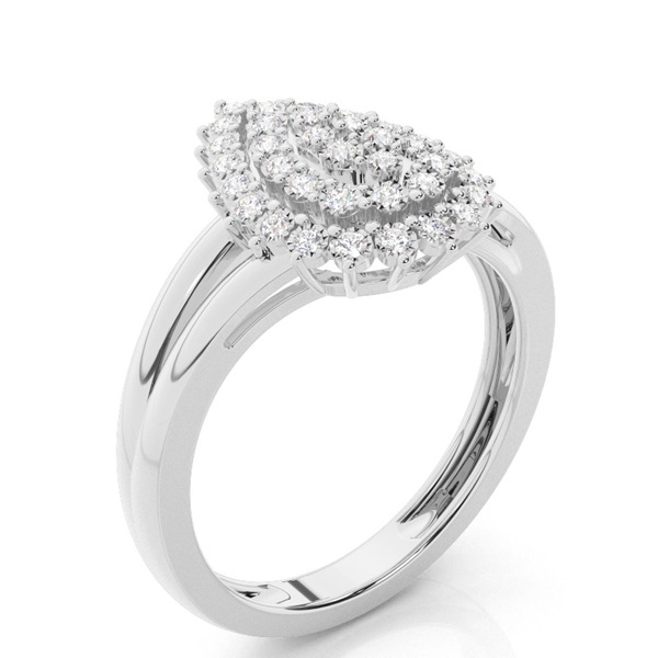 Illusion Setting Round Diamond Cluster Ring
