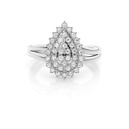 Illusion Setting Round Diamond Cluster Ring