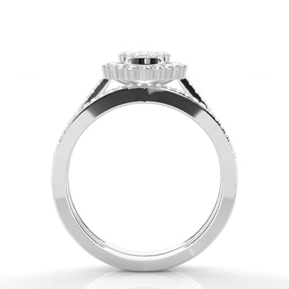 Micro Prong Setting Round Diamond Cluster Ring With Matching Band