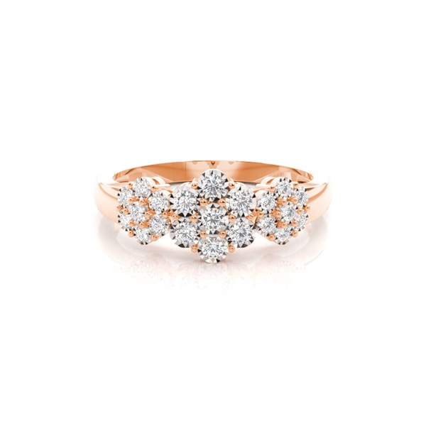 Illusion Setting Round Diamond Cluster Ring