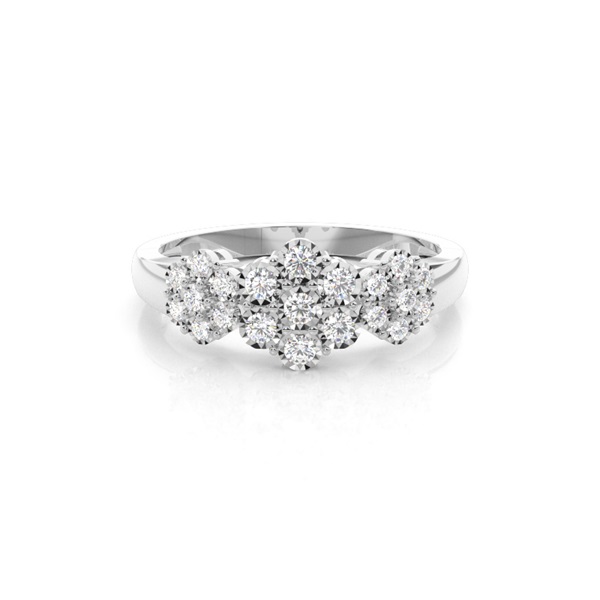 Illusion Setting Round Diamond Cluster Ring