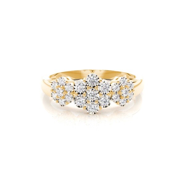Illusion Setting Round Diamond Cluster Ring
