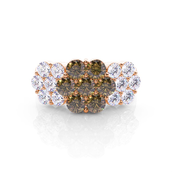 Prong Setting Champagne Diamond Cluster Ring