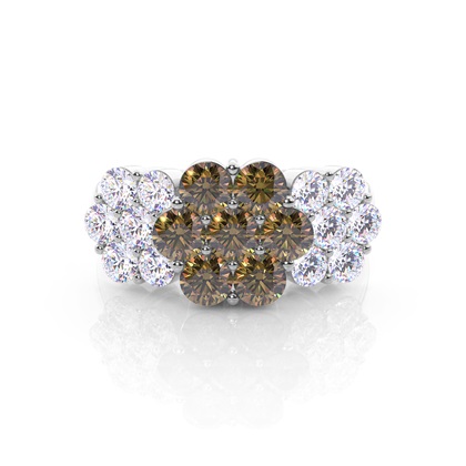 Prong Setting Champagne Diamond Cluster Ring
