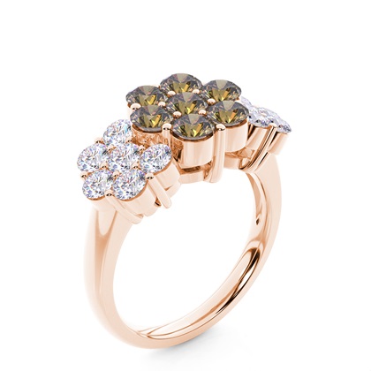 Prong-Einstellung Champagner-Diamant-Cluster-Ring